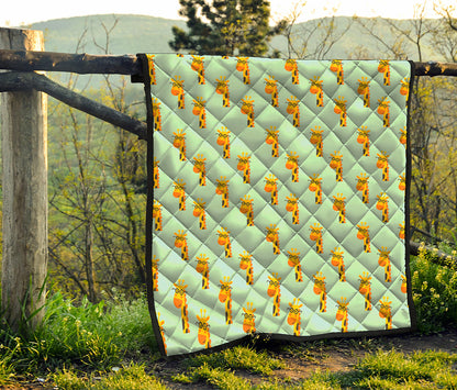 Giraffe With Glasses Pattern Print Quilt