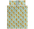 Giraffe With Glasses Pattern Print Quilt Bed Set