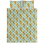 Giraffe With Glasses Pattern Print Quilt Bed Set