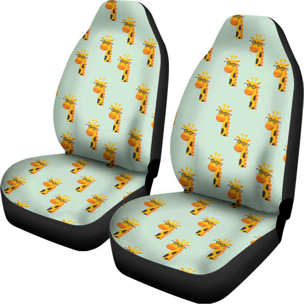 Giraffe With Glasses Pattern Print Universal Fit Car Seat Covers
