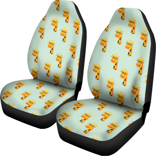 Giraffe With Glasses Pattern Print Universal Fit Car Seat Covers