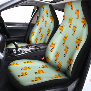 Giraffe With Glasses Pattern Print Universal Fit Car Seat Covers