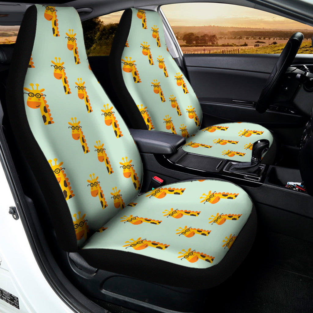 Giraffe With Glasses Pattern Print Universal Fit Car Seat Covers