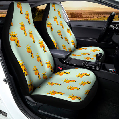 Giraffe With Glasses Pattern Print Universal Fit Car Seat Covers
