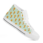 Giraffe With Glasses Pattern Print White High Top Shoes