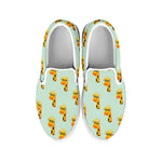 Giraffe With Glasses Pattern Print White Slip On Shoes