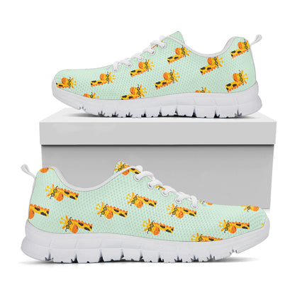 Giraffe With Glasses Pattern Print White Sneakers