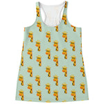Giraffe With Glasses Pattern Print Women's Racerback Tank Top