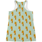 Giraffe With Glasses Pattern Print Women's Racerback Tank Top