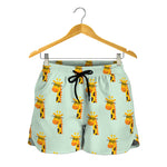 Giraffe With Glasses Pattern Print Women's Shorts