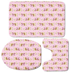 Giraffe With Scarf Pattern Print 3 Piece Bath Mat Set