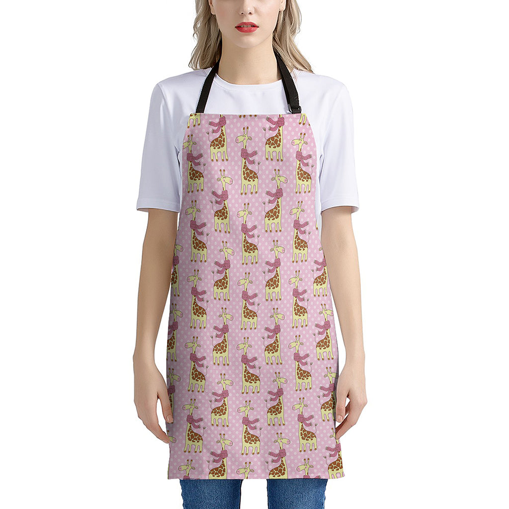 Giraffe With Scarf Pattern Print Apron
