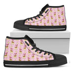Giraffe With Scarf Pattern Print Black High Top Shoes