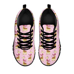 Giraffe With Scarf Pattern Print Black Sneakers