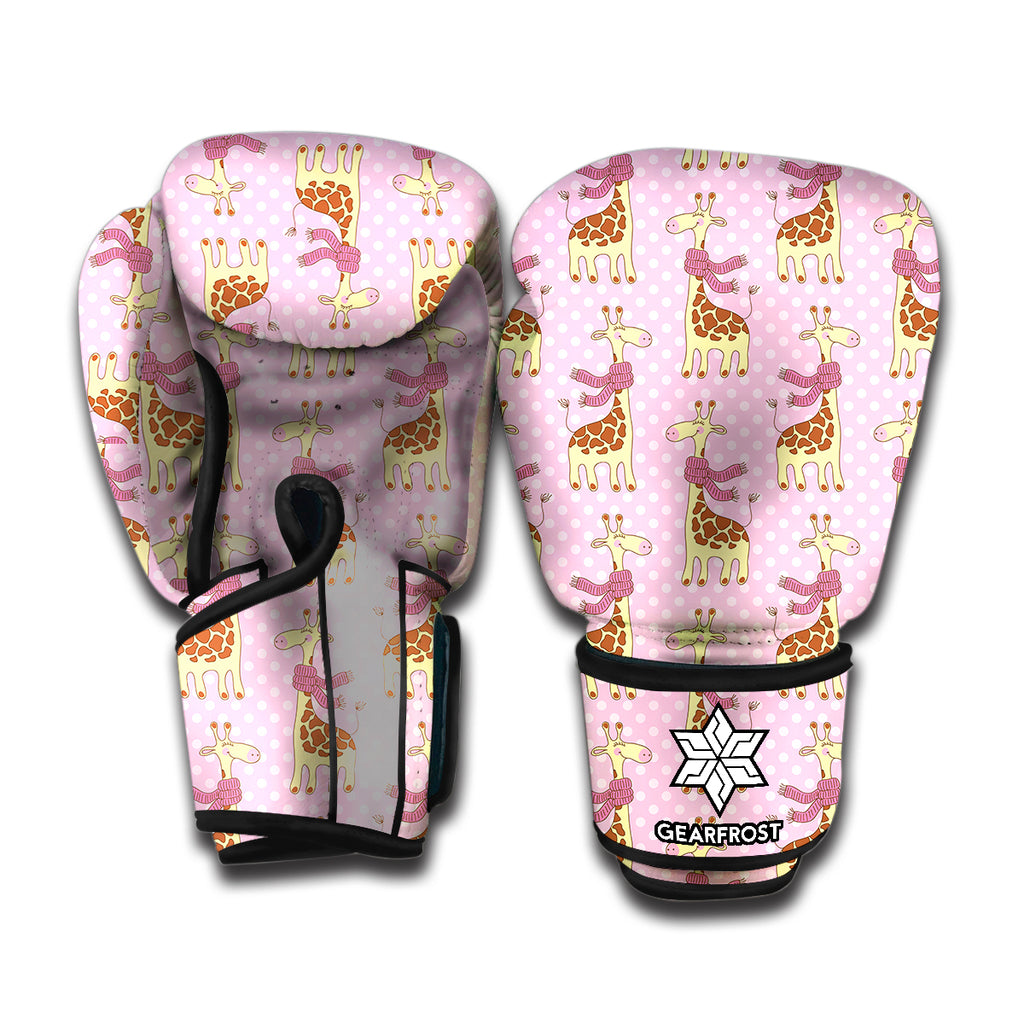 Giraffe With Scarf Pattern Print Boxing Gloves