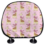 Giraffe With Scarf Pattern Print Car Headrest Covers