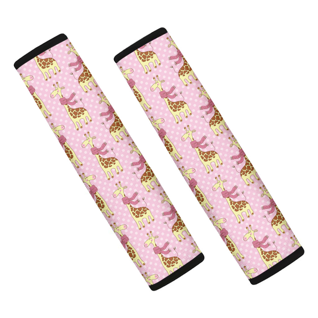 Giraffe With Scarf Pattern Print Car Seat Belt Covers