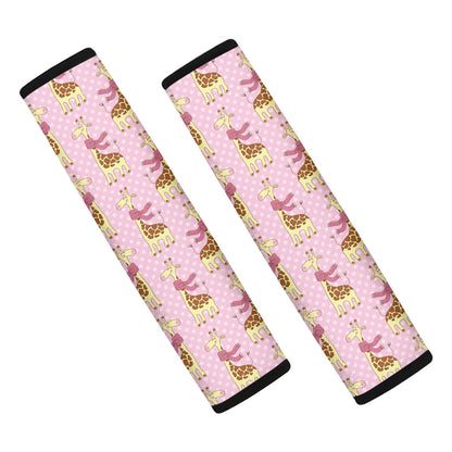 Giraffe With Scarf Pattern Print Car Seat Belt Covers