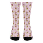Giraffe With Scarf Pattern Print Crew Socks