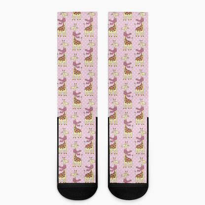 Giraffe With Scarf Pattern Print Crew Socks
