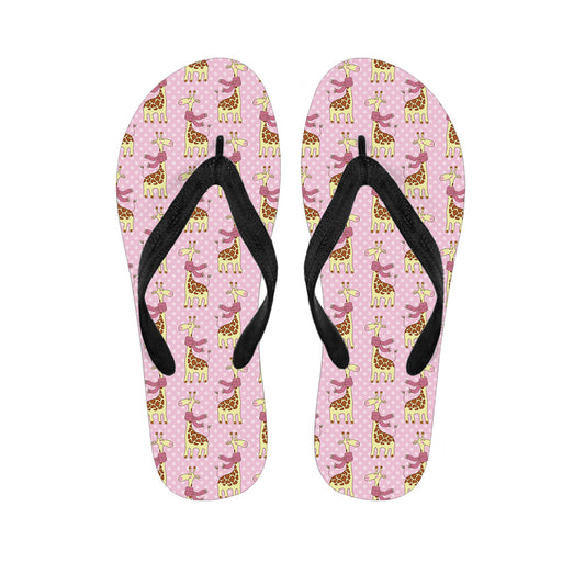 Giraffe With Scarf Pattern Print Flip Flops
