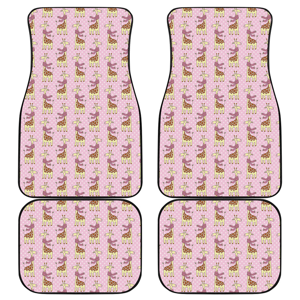 Giraffe With Scarf Pattern Print Front and Back Car Floor Mats