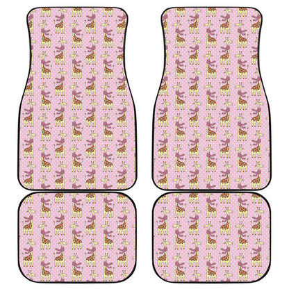Giraffe With Scarf Pattern Print Front and Back Car Floor Mats