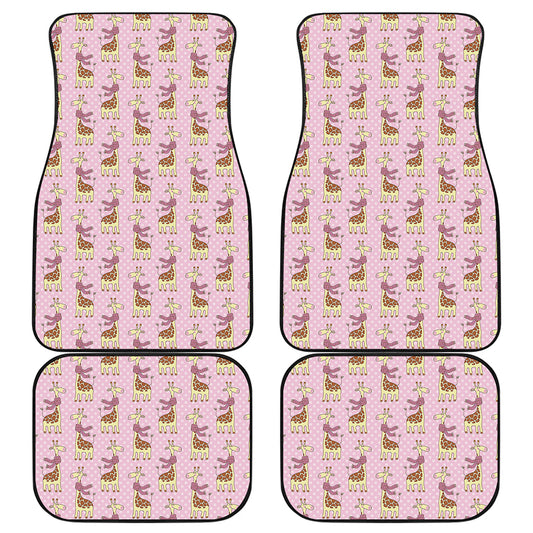 Giraffe With Scarf Pattern Print Front and Back Car Floor Mats