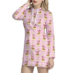 Giraffe With Scarf Pattern Print Hoodie Dress