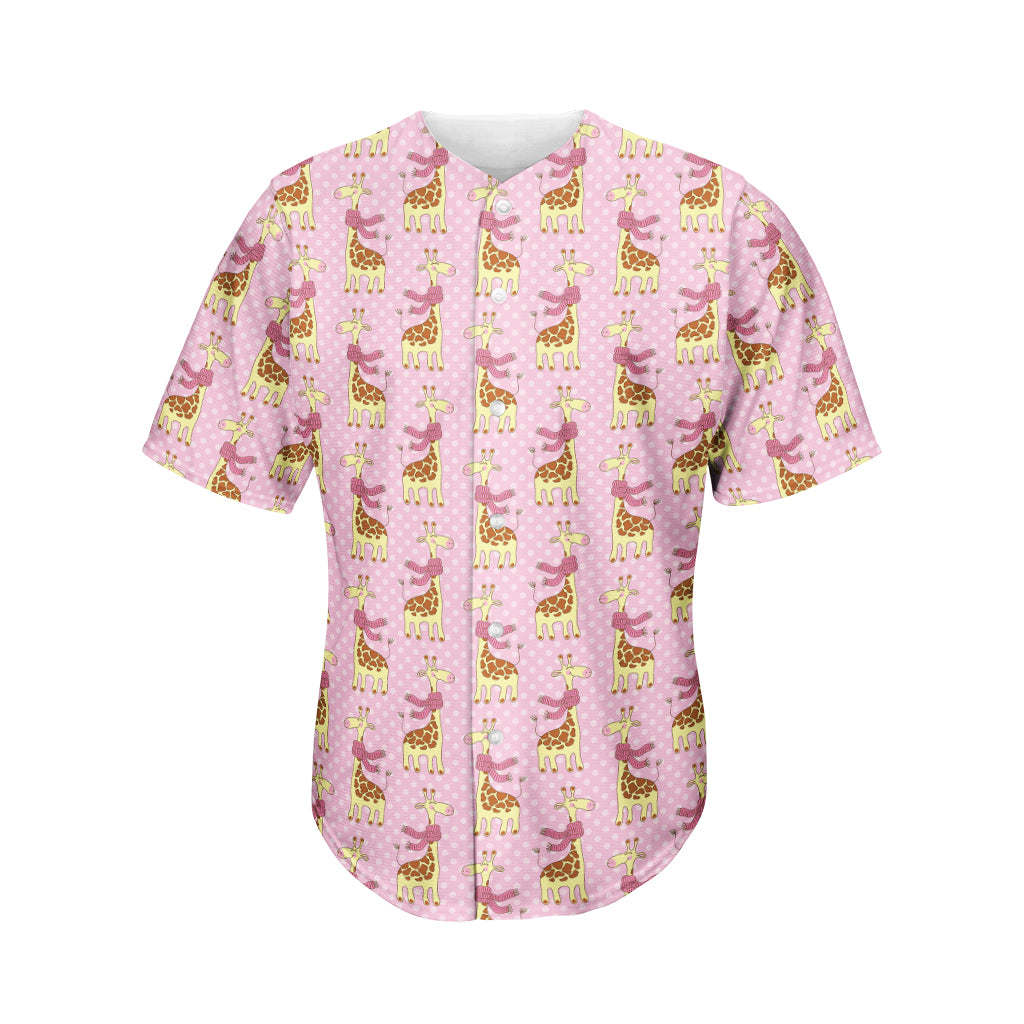 Giraffe With Scarf Pattern Print Men's Baseball Jersey
