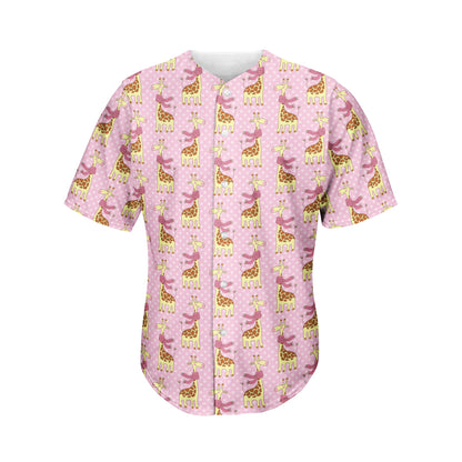Giraffe With Scarf Pattern Print Men's Baseball Jersey