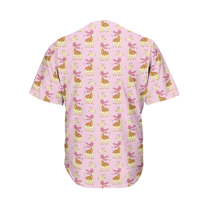 Giraffe With Scarf Pattern Print Men's Baseball Jersey
