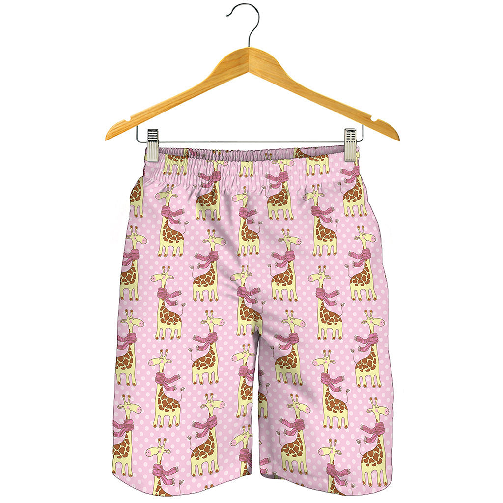 Giraffe With Scarf Pattern Print Men's Shorts