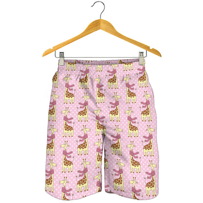Giraffe With Scarf Pattern Print Men's Shorts