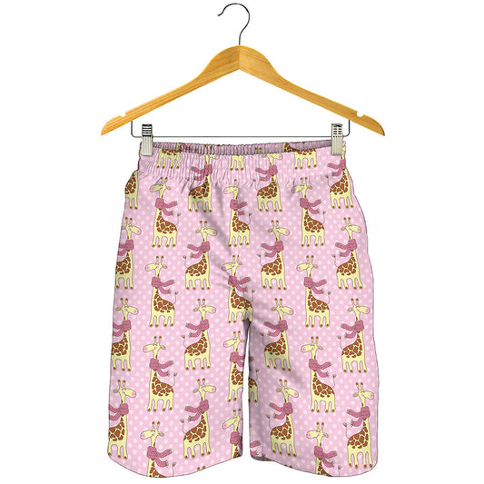 Giraffe With Scarf Pattern Print Men's Shorts