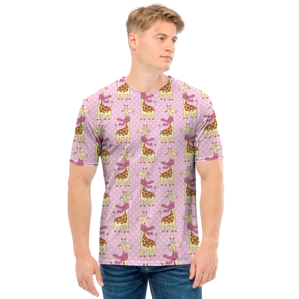 Giraffe With Scarf Pattern Print Men's T-Shirt