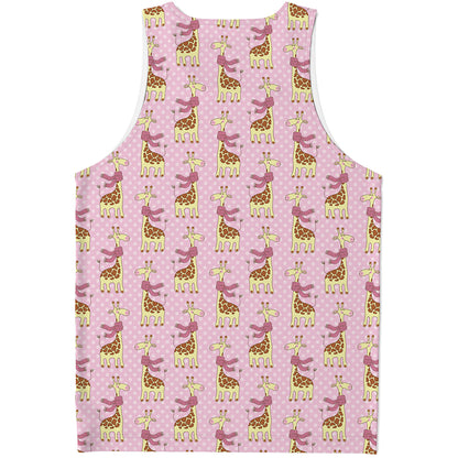 Giraffe With Scarf Pattern Print Men's Tank Top