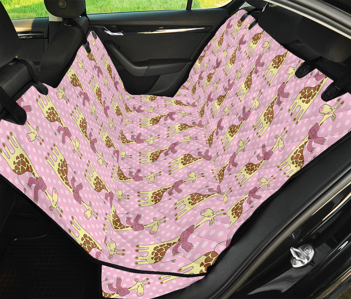 Giraffe With Scarf Pattern Print Pet Car Back Seat Cover