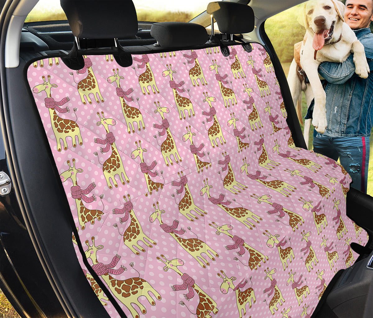 Giraffe With Scarf Pattern Print Pet Car Back Seat Cover