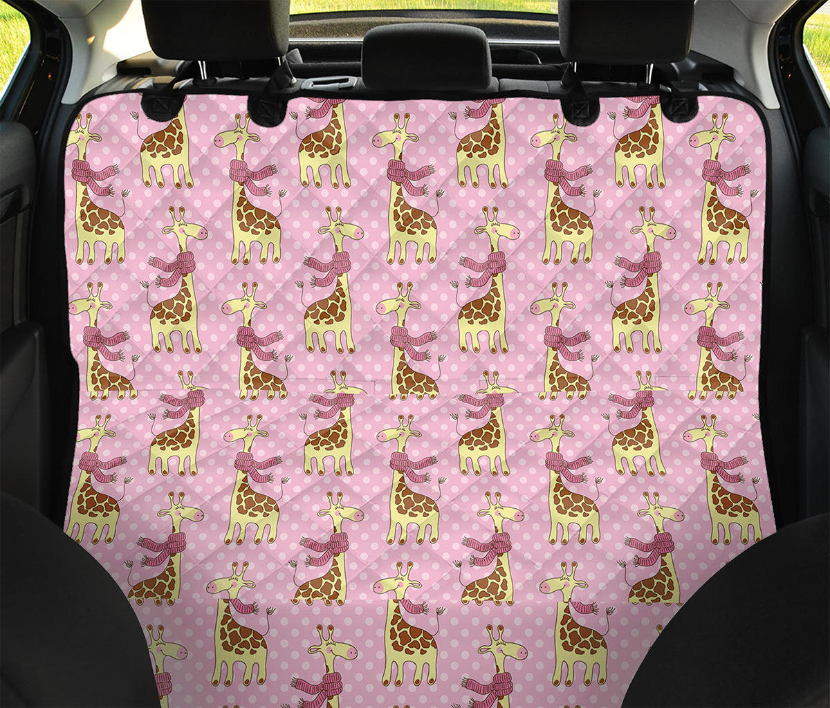 Giraffe With Scarf Pattern Print Pet Car Back Seat Cover