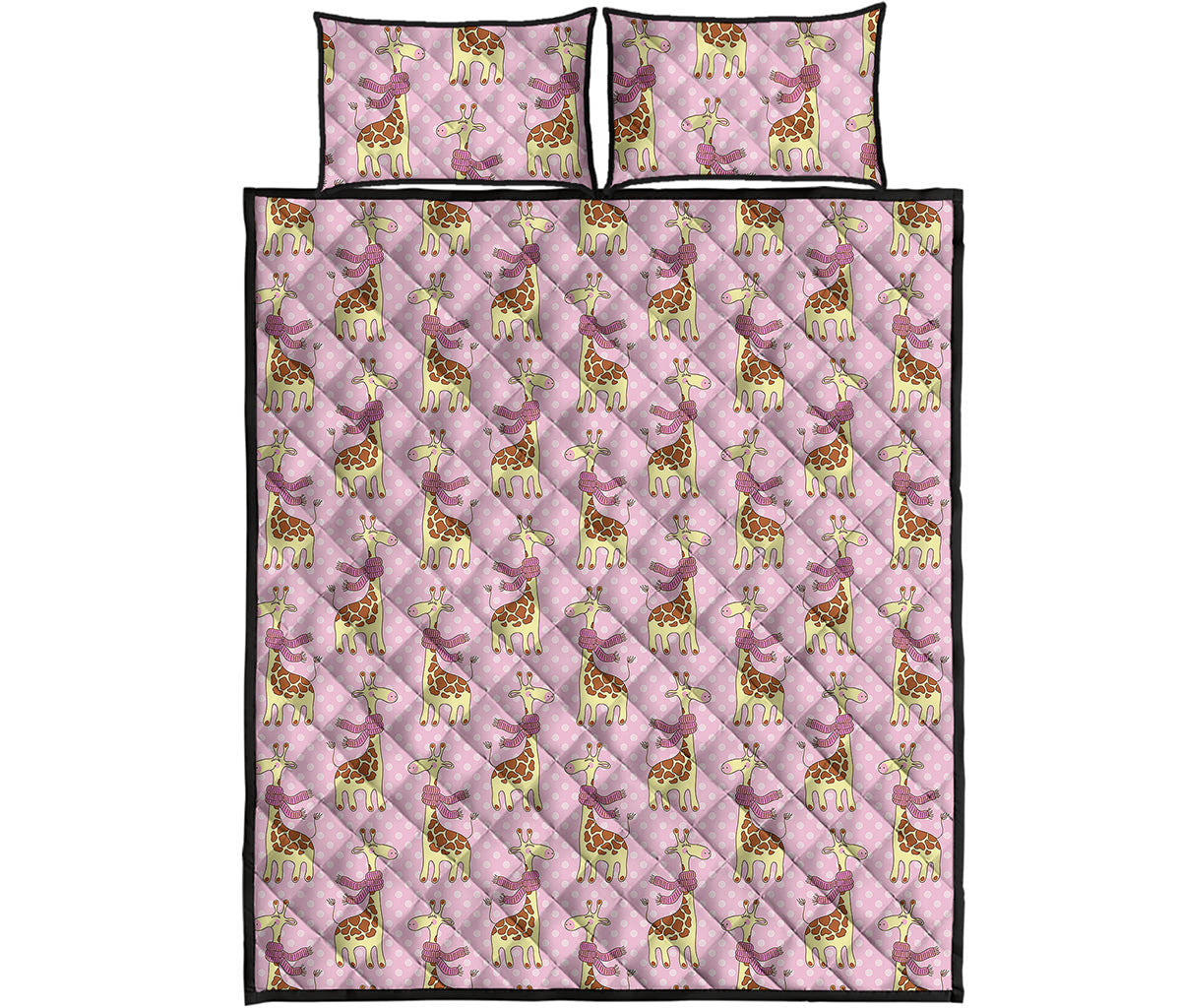 Giraffe With Scarf Pattern Print Quilt Bed Set