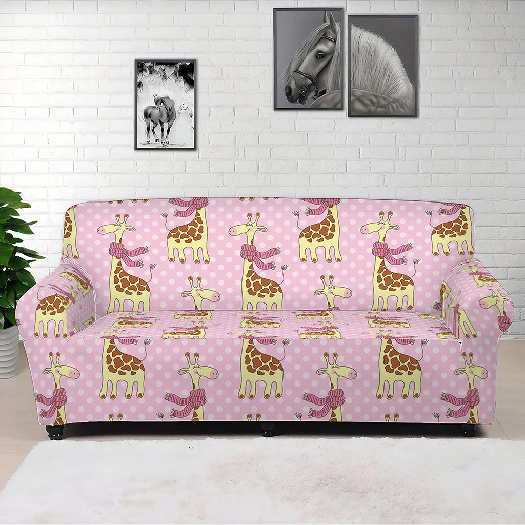 Giraffe With Scarf Pattern Print Sofa Cover