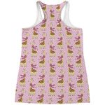 Giraffe With Scarf Pattern Print Women's Racerback Tank Top