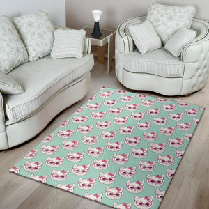 Girly Cat With Glasses Pattern Print Area Rug