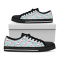 Girly Cat With Glasses Pattern Print Black Low Top Sneakers
