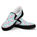 Girly Cat With Glasses Pattern Print Black Slip On Sneakers