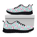 Girly Cat With Glasses Pattern Print Black Running Shoes