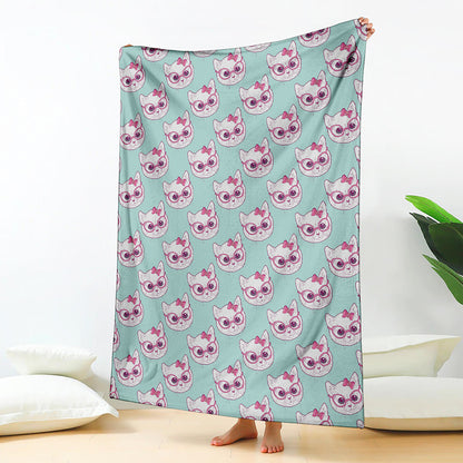 Girly Cat With Glasses Pattern Print Blanket