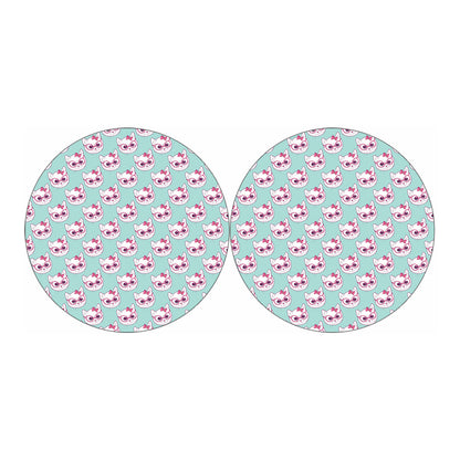 Girly Cat With Glasses Pattern Print Car Coasters