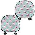 Girly Cat With Glasses Pattern Print Car Headrest Covers